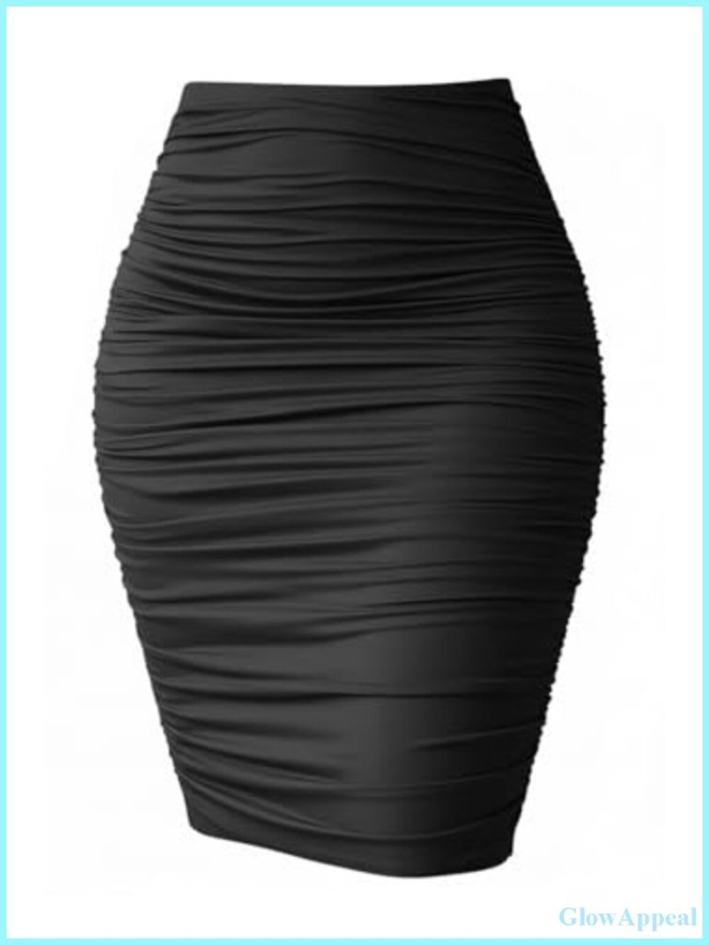 High Waist Ruched Bodycon Midi Pencil Skirt Stretch